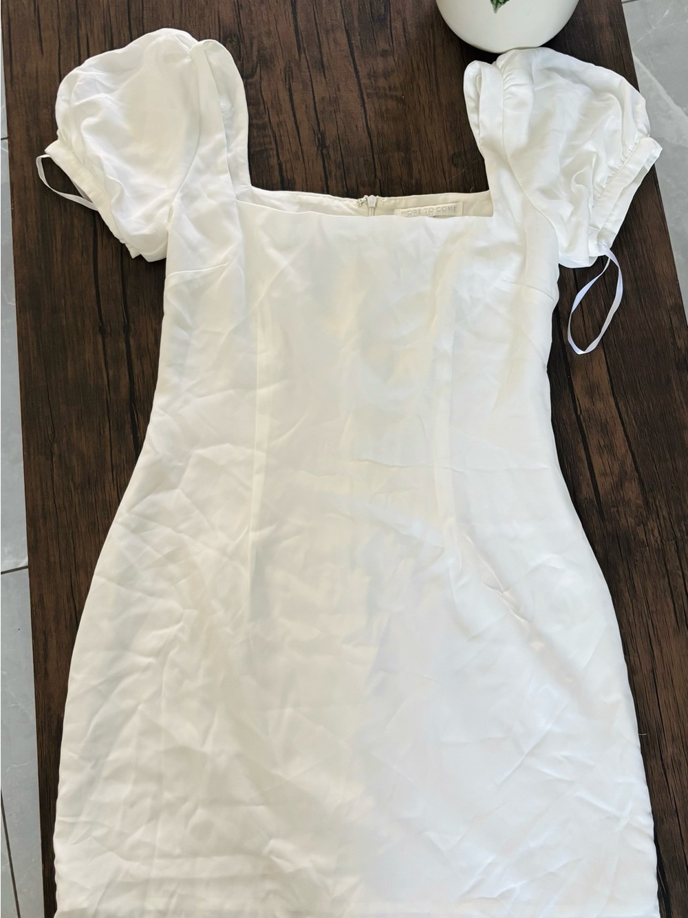 White Puff-Sleeve Square Neck Mini Dress